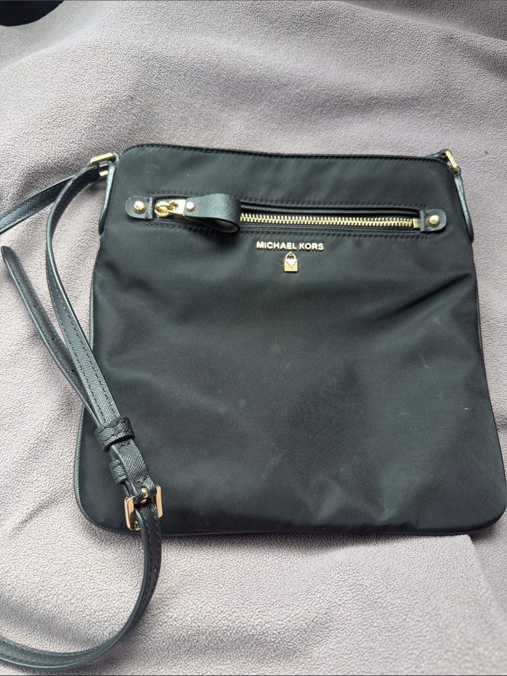Michael Kors Black Crossbody Bag with Gold Hardware